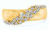 WIDE .27CT DIAMOND 14KT YELLOW GOLD MATTE AND SHINY CRISS CROSS DOUBLE WAVE RING