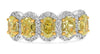 2.20CT WHITE FANCY YELLOW DIAMOND 18KT 2 TONE GOLD MULTI FLOWER ANNIVERSARY RING
