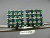 LARGE 3.05CT DIAMOND & AAA SAPPHIRE & EMERALD 14KT WHITE GOLD 3D SQUARE EARRINGS