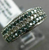 WIDE .56CT WHITE & BLUE DIAMOND 14K WHITE GOLD 3D 3 ROW WEDDING ANNIVERSARY RING