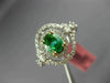 ESTATE 1.21CT DIAMOND & AAA EMERALD 18KT 2 TONE GOLD DOUBLE HALO ENGAGEMENT RING
