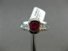 ESTATE WIDE 1.64CT DIAMOND & RUBY PLATINUM SEMI BEZEL SOLITAIRE ENGAGEMENT RING