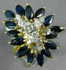 ESTATE LARGE 3.40CT DIAMOND & AAA SAPPHIRE 14K 2 TONE GOLD 3D FLOWER RING 20815