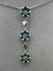 ESTATE .87CT WHITE & BLUE DIAMOND 14KT WHITE GOLD 3D FLOWER CLUSTER LOVE PENDANT
