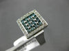 ESTATE LARGE .88CT WHITE & BLUE DIAMONDS 14KT WHITE GOLD SQUARE CLUSTER FUN RING
