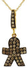 ESTATE .28CT CHOCOLATE FANCY DIAMOND 14KT YELLOW GOLD 3D BABY BOY FUN PENDANT