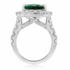GIA CERTIFIED 9.10CT DIAMOND & AAA EMERALD PLATINUM PEAR SHAPE ENGAGEMENT RING