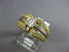 ESTATE WIDE 1.50CT DIAMOND 18K 2 TONE GOLD PAVE EMERALD CUT ENGAGEMENT RING #140