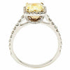 ESTATE 2.15CT WHITE & FANCY YELLOW DIAMOND 18KT 2 TONE GOLD HALO ENGAGEMENT RING