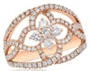 WIDE 1.05CT DIAMOND 14KT ROSE GOLD 3D 4 LEAF CLOVER FLOWER INFINITY LOVE RING