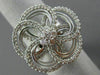 ESTATE MASSIVE 1.34CT ROUND DIAMOND 14K WHITE GOLD 3D OPEN FLOWER COCKTAIL RING