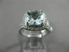 ESTATE 2.37CT DIAMOND & AQUAMARINE 14K WHITE GOLD 3D SQUARE HALO ENGAGEMENT RING