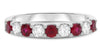 ESTATE .83CT DIAMOND & AAA RUBY 14KT WHITE GOLD SEMI ETERNITY ANNIVERSARY RING