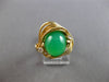 ESTATE LARGE .06CT DIAMOND & AAA JADE 14KT YELLOW GOLD 3D FLORAL RING #28103