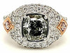 LARGE 4.91CT WHITE GREEN & PINK DIAMOND 18K WHITE & ROSE GOLD 3D ENGAGEMENT RING