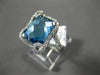 ESTATE LARGE 6.58CT DIAMOND & AAA BLUE TOPAZ 14KT WHITE GOLD 3D RECTANGULAR RING