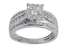 ESTATE 1.00CT DIAMOND 14K WHITE GOLD MULTI ROW CHANNEL CLUSTER ENGAGEMENT RING