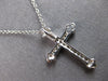 ESTATE .17CT DIAMOND 14KT WHITE GOLD 3D CLASSIC CROSS FLORAL FLOATING PENDANT