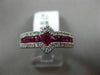 ESTATE 1.57CT DIAMOND & AAA RUBY 18KT WHITE GOLD 3D SIDEWAYS SQUARE PROMISE RING