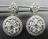 ESTATE 1.12CT ROUND DIAMOND 18KT WHITE GOLD FLOWER CLUSTER HANGING EARRINGS