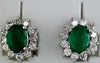 3.66CT DIAMOND & AAA EMERALD 14K WHITE GOLD OVAL & ROUND FLOWER FLOATING PENDANT