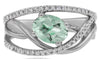 1.42CT DIAMOND & AAA GREEN AMETHYST 14KT WHITE GOLD OVAL & ROUND SOLITAIRE RING