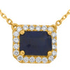 1.61CT DIAMOND & AAA SAPPHIRE 14KT YELLOW GOLD 3D EMERALD CUT SOLITAIRE NECKLACE