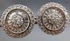 ESTATE LARGE CZ 14KT WHITE GOLD CLASSIC MULTI ROW CLUSTER STUD EARRINGS  #21692