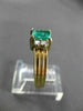 ESTATE .91CT DIAMOND & EMERALD 14KT YELLOW GOLD RECTANGLE ENGAGEMENT RING #19177