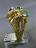 ANTIQUE LARGE 3.08CT DIAMOND & AAA MULTI GEM 14KT YELLOW GOLD 3D RING #17769