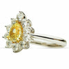 GIA WIDE 1.91CT WHITE & FANCY YELLOW DIAMOND 18KT TWO TONE GOLD ENGAGEMENT RING