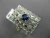 ESTATE LARGE .98CT DIAMOND & SAPPHIRE 14KT WHITE GOLD OPEN FILIGREE FLOWER RING