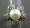 ESTATE LARGE 3.32CT DIAMOND 18KT WHITE GOLD PEARL FLOWER PAVE RING STUNNING!!