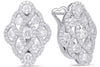 LARGE 2CT DIAMOND 14KT WHITE GOLD INFINITY FLOWER HEART CLIP ON HANGING EARRINGS