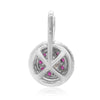 ESTATE .51CT DIAMOND & AAA RUBY 14KT WHITE GOLD 3D ROUND FLOWER CLUSTER PENDANT