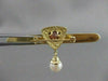 ESTATE TRILLION GARNET PEARL 14K YLW GOLD FILIGREE HANGING BAR PIN BROOCH #20844