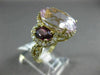 LARGE 14.42CT DIAMOND KUNZITE & GARNET 14KT YELLOW GOLD 3 STONE OVAL HALO RING