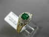 ESTATE WIDE 2.4CT DIAMOND & AAA COLOMBIAN EMERALD 14K WHITE GOLD ENGAGEMENT RING