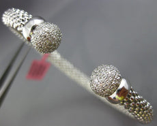 ESTATE 1.50CT DIAMOND 14KT WHITE GOLD 3D PAVE MESH LOVE FLEXIBLE BANGLE BRACELET