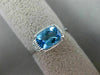 ESTATE 1.31CT DIAMOND & AAA BLUE TOPAZ 14K WHITE GOLD 3 STONE FILIGREE LOVE RING