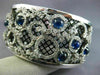 EXTRA LARGE 12.3CT DIAMOND & AAA SAPPHIRE 14K BLACK & WHITE GOLD BANGLE BRACELET