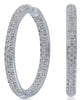 ESTATE .91CT DIAMOND 14KT WHITE GOLD 3 ROW PAVE INSIDE OUT HOOP HANGING EARRINGS