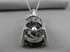 ANTIQUE LARGE 16.45CT DIAMOND & AAA SMOKY TOPAZ 18KT WHITE GOLD 3D OVAL PENDANT