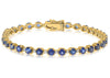 6.90CT DIAMOND & AAA SAPPHIRE 14KT YELLOW GOLD 3D ROUND ETERNITY TENNIS BRACELET