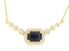 1.34CT DIAMOND & AAA SAPPHIRE 14KT YELLOW GOLD EMERALD CUT & ROUND LOVE NECKLACE