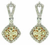 ESTATE 1.33CT WHITE & FANCY YELLOW DIAMOND 14K TWO TONE GOLD 3D HANGING EARRINGS
