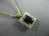 ESTATE 1.27CT DIAMOND & SAPPHIRE EMERALD CUT CLUSTER 14K Y GOLD PENDANT #6742