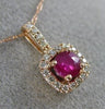 ESTATE .49CT ROUND DIAMOND & AAA RUBY 14KT ROSE GOLD 3D SQUARE FLOATING PENDANT