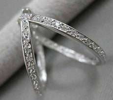 ESTATE LARGE .72CT DIAMOND HOOP EARRINGS 14K WHITE GOLD SIMPLY BEAUTIFUL !!!!!!!