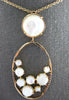 ESTATE LARGE AAA MOTHER OF PEARL 18KT ROSE GOLD 3D CLASSIC OVAL FUN NECKLACE